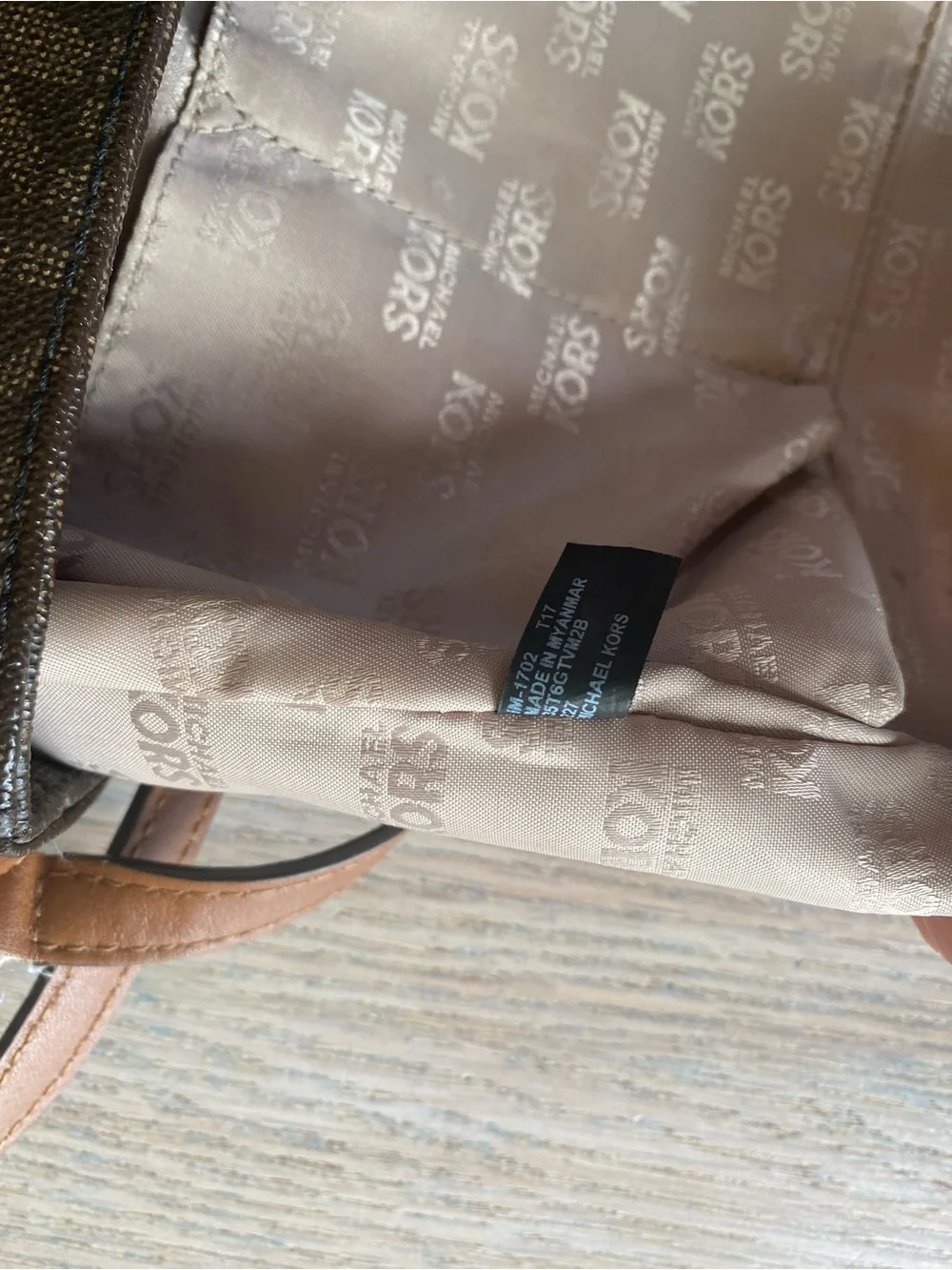 Michael Kors Dark Brown Logo Messenger with Tan Strap